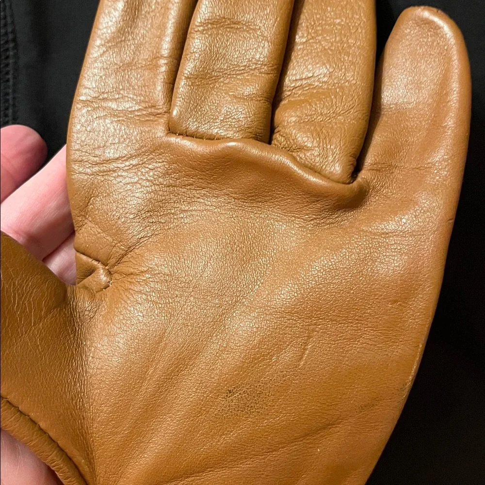 RARE Vintage tan deerskin fitted leather driving gloves women large size 7 soft